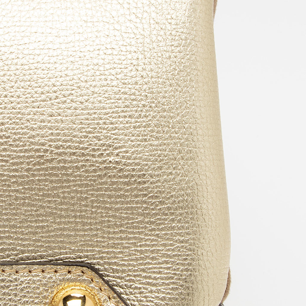 Burberry House Check Metallic Leather Banner Medium Tote (SHF-81DUmX)