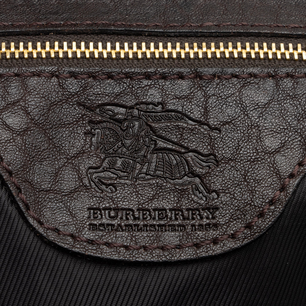 Burberry Leather Ashbury Double Zip Large Bowling Bag (SHF-23880)