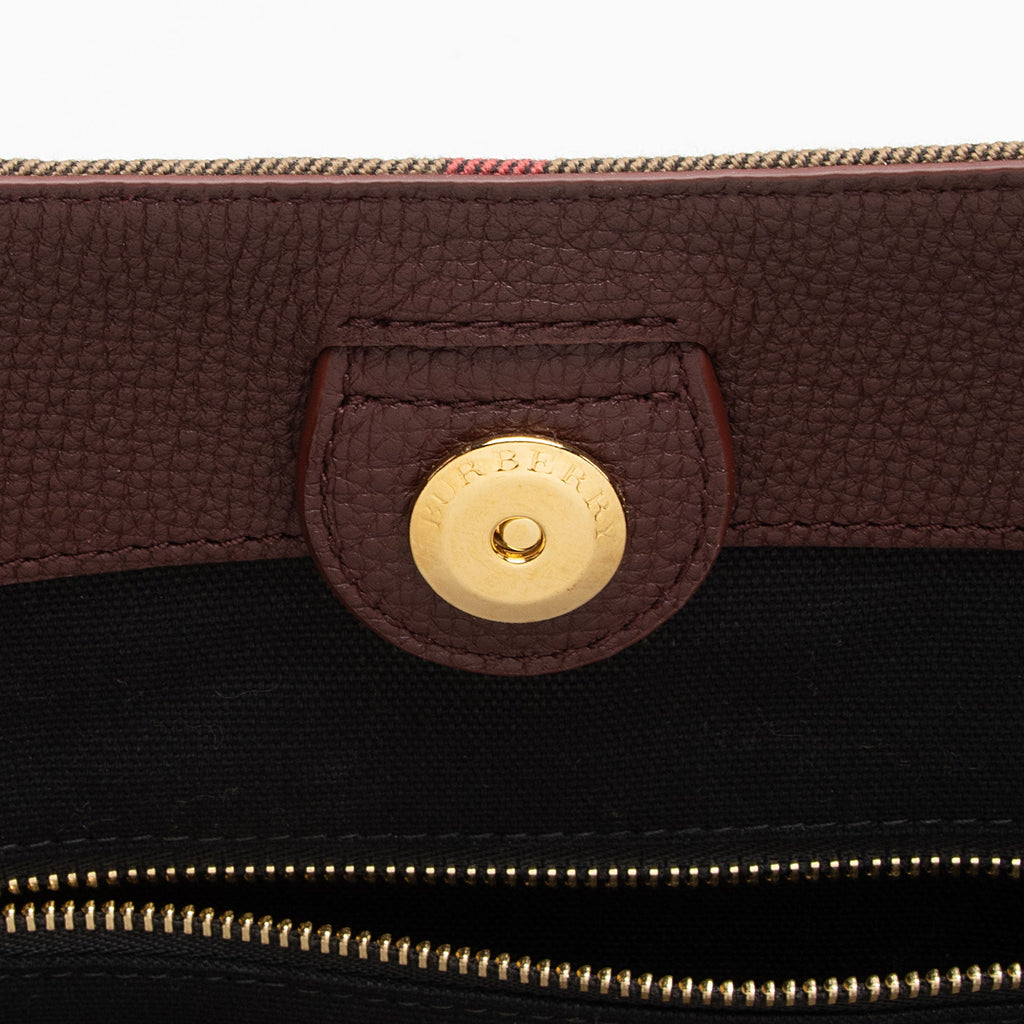 Burberry Leather House Check Canterbury Small Tote (SHF-pFpn6o)
