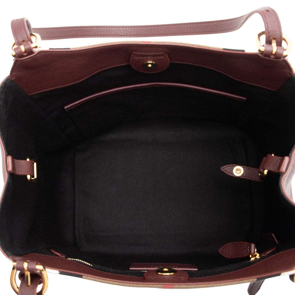 Burberry Leather House Check Canterbury Small Tote (SHF-pFpn6o)