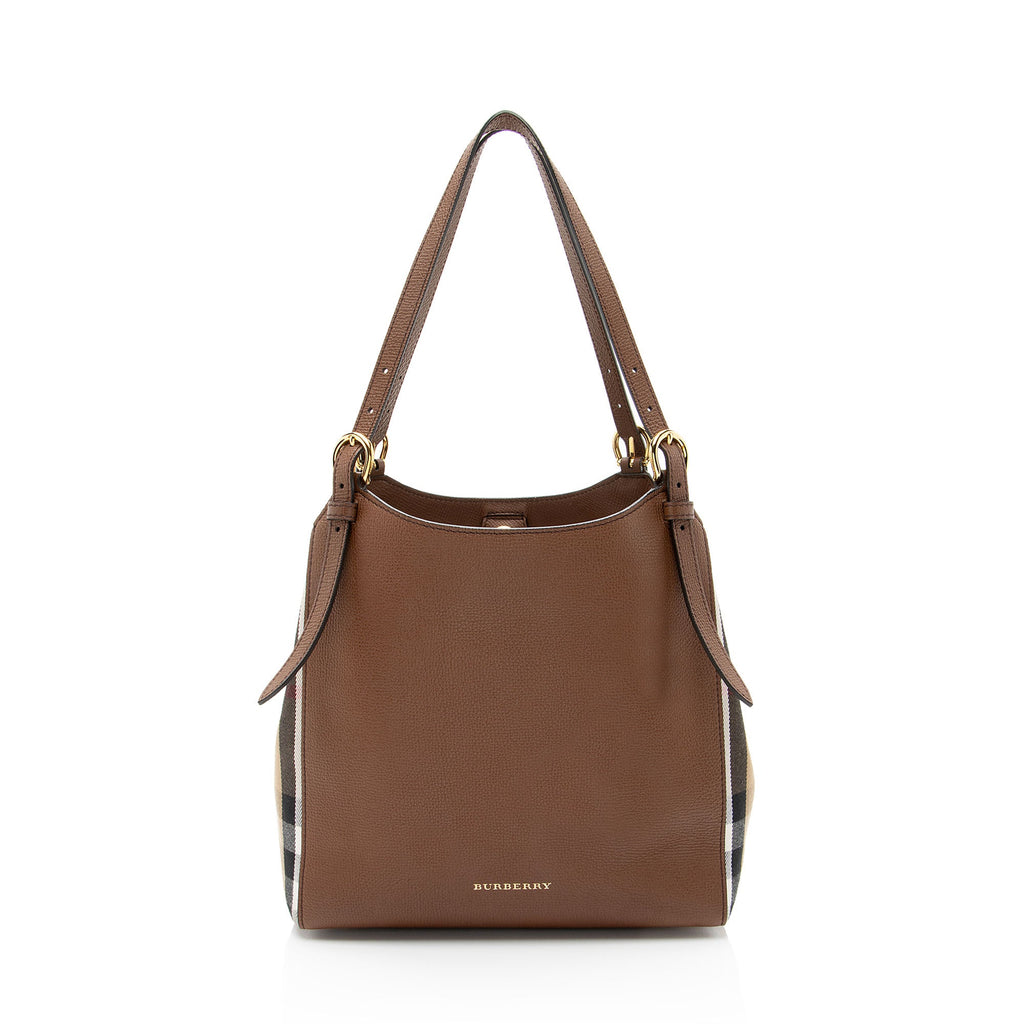 Burberry Leather House Check Canterbury Small Tote