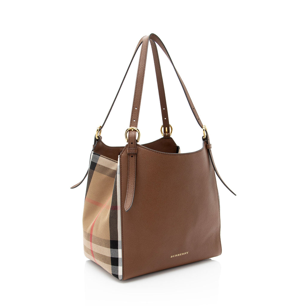 Burberry Leather House Check Canterbury Small Tote
