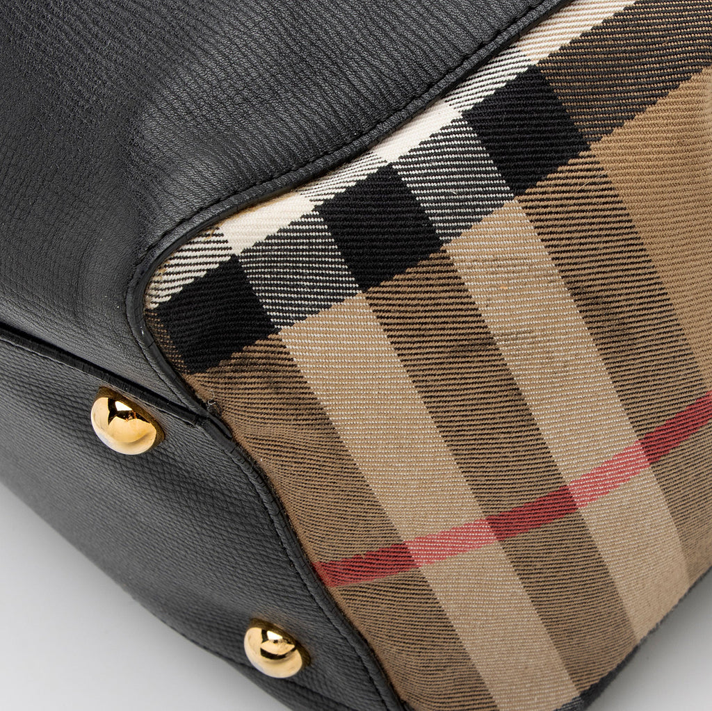 Burberry Leather House Check Canterbury Small Tote (SHF-Rt5UJm)