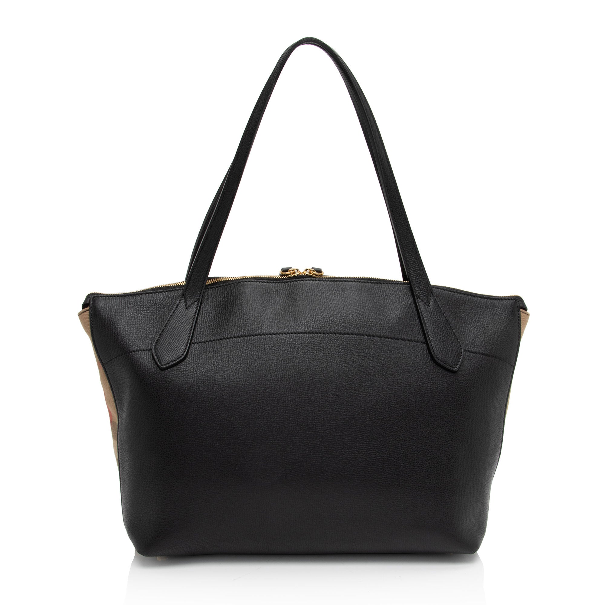 Burberry Leather House Check Derby Welburn Small Tote (SHF-qJKDyZ)
