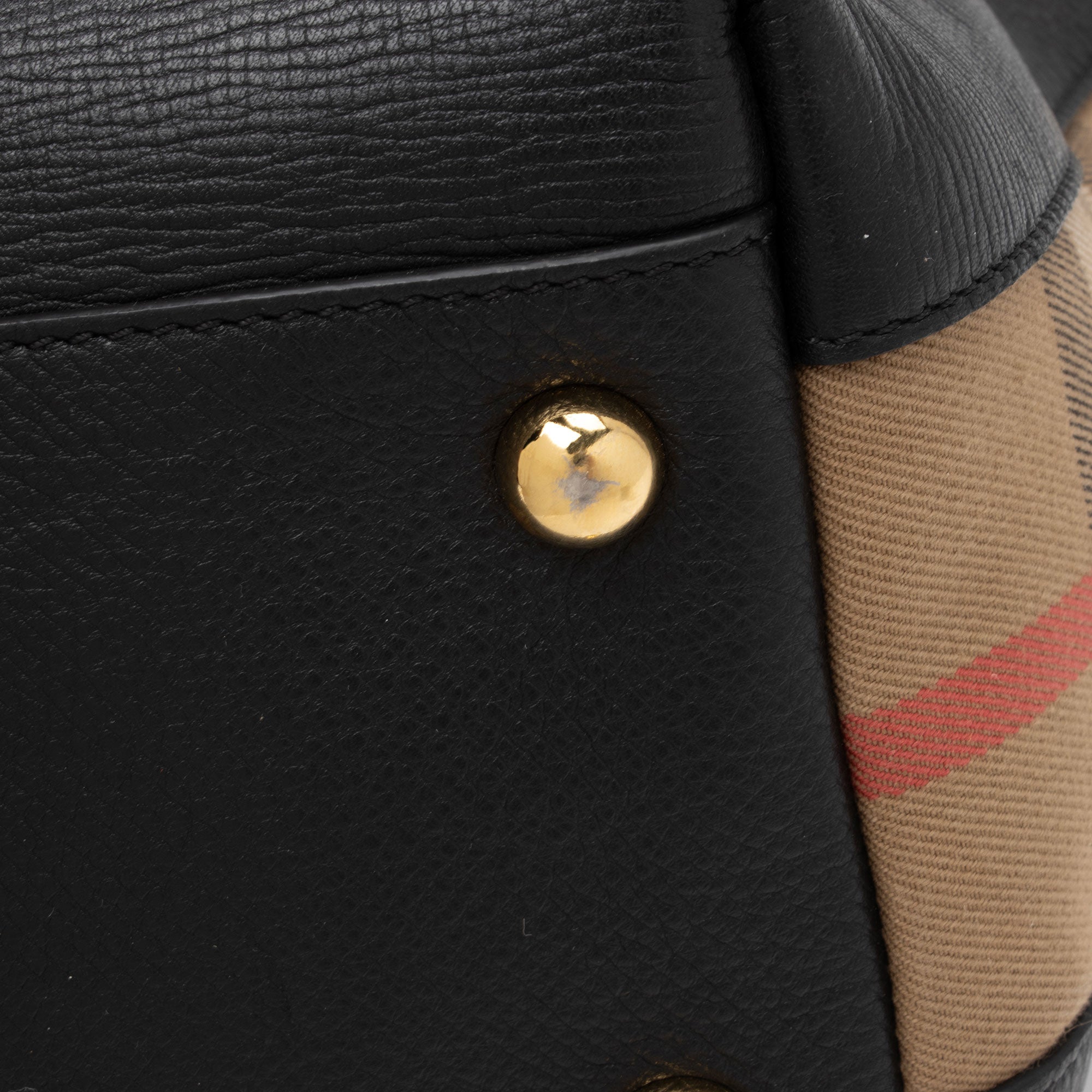 Burberry Leather House Check Derby Welburn Small Tote (SHF-qJKDyZ)