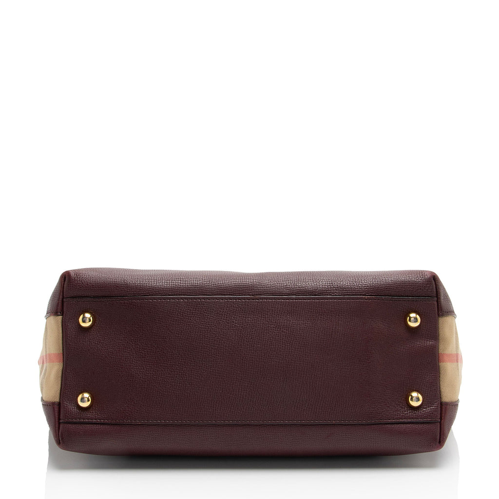 Burberry Leather House Check Derby Welburn Small Tote