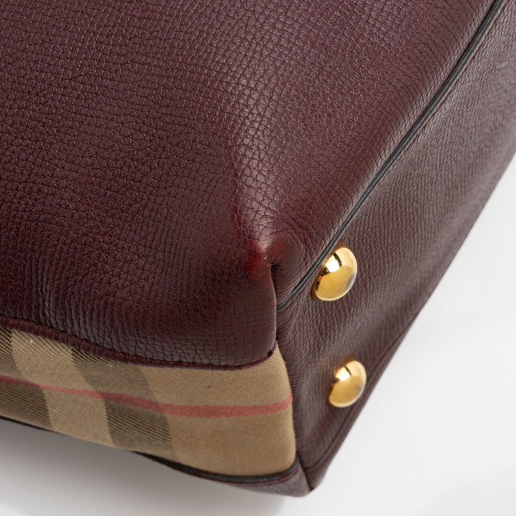 Burberry Leather House Check Derby Welburn Small Tote
