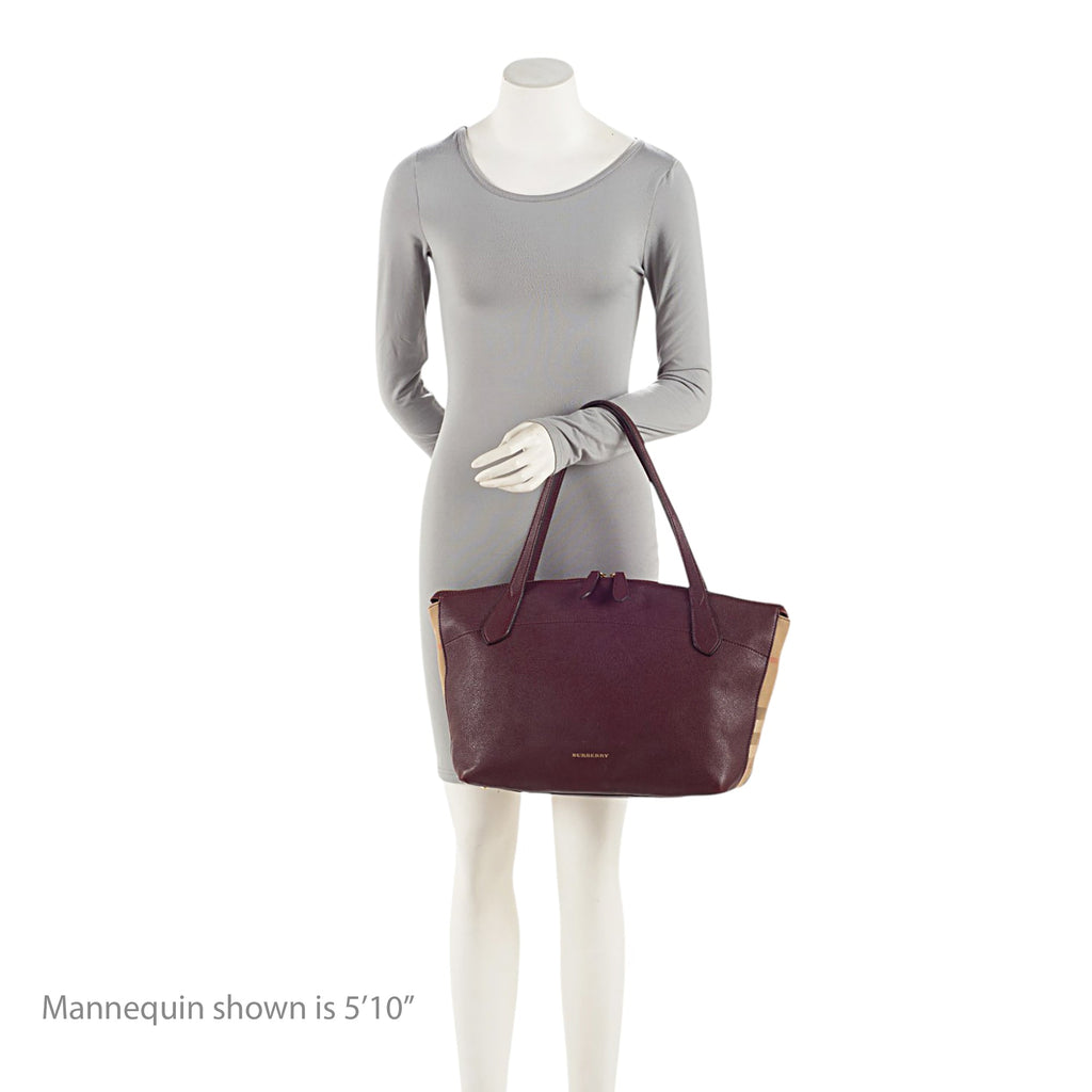 Burberry Leather House Check Derby Welburn Small Tote