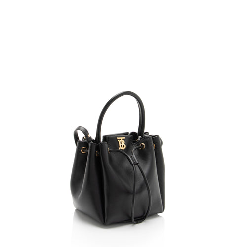 Burberry Leather Peony Drawstring Bucket Bag (SHF-2xjaxp)