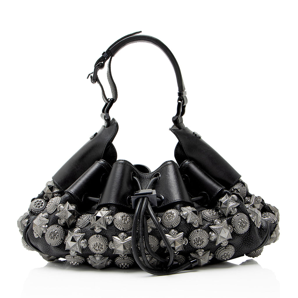 Burberry Leather Studded Mason Warrior Hobo