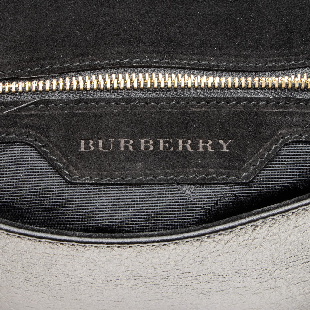 Burberry Metallic Grained Leather Abbott Small Crossbody Bag (SHF-23382)