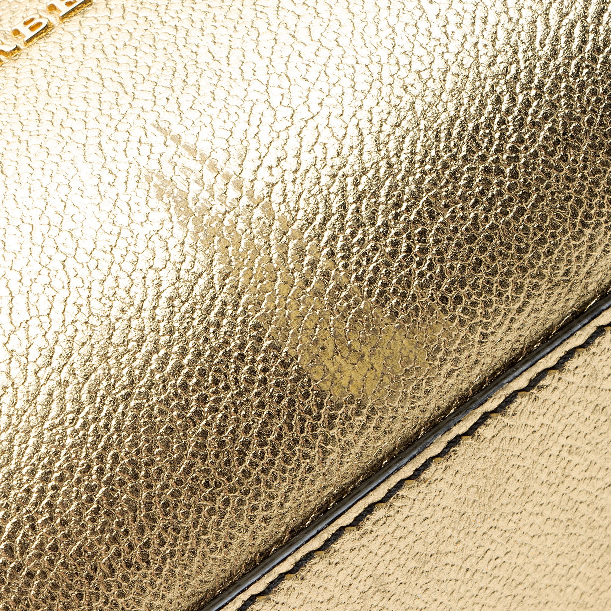 Burberry Metallic Soft Grain Calfskin Buckle Medium Tote