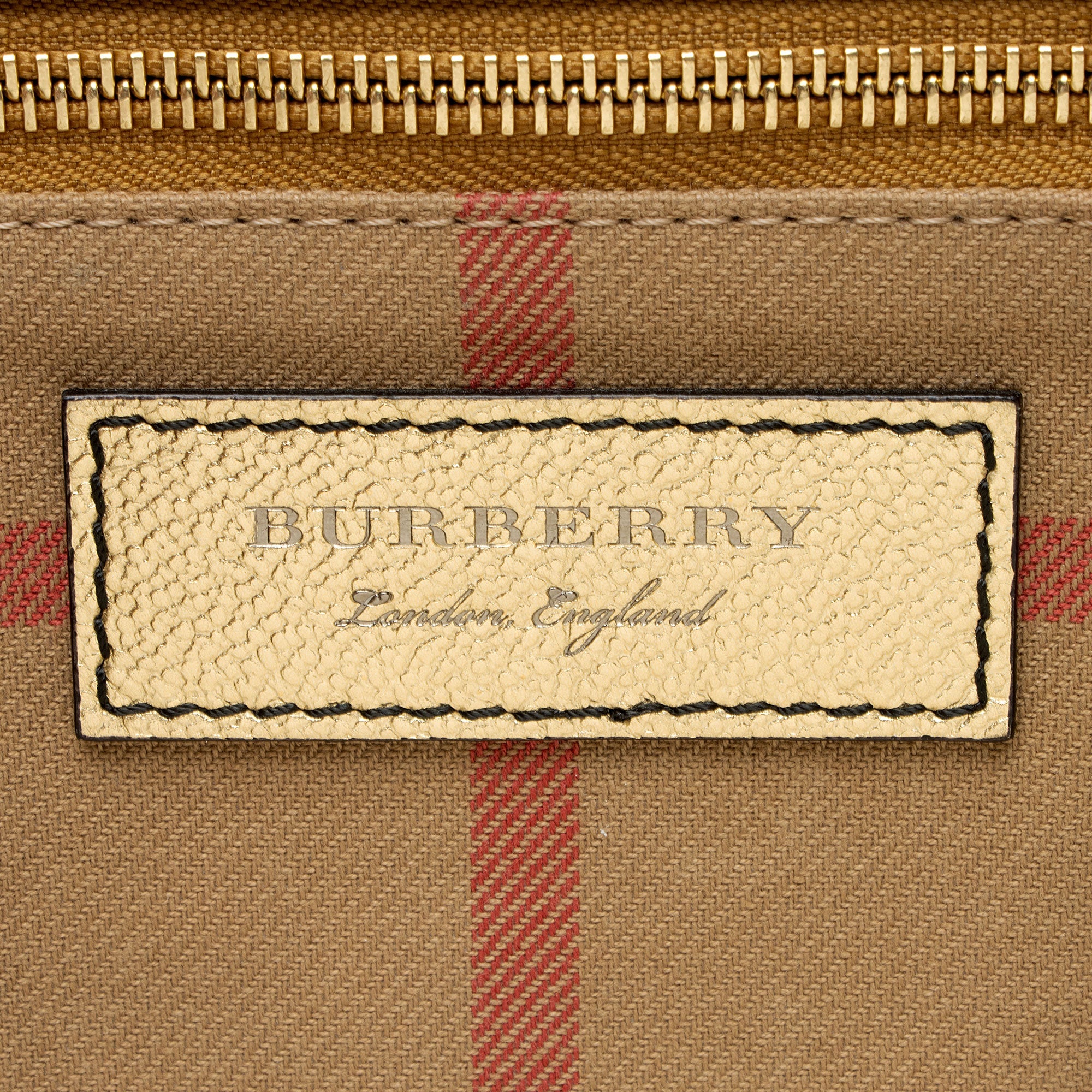 Burberry Metallic Soft Grain Calfskin Buckle Medium Tote