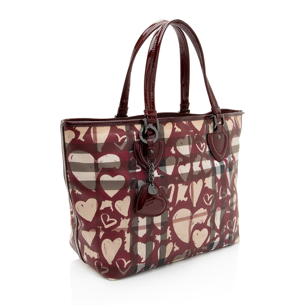 Burberry Nova Check Painted Hearts Tote (SHF-8ExxqA)
