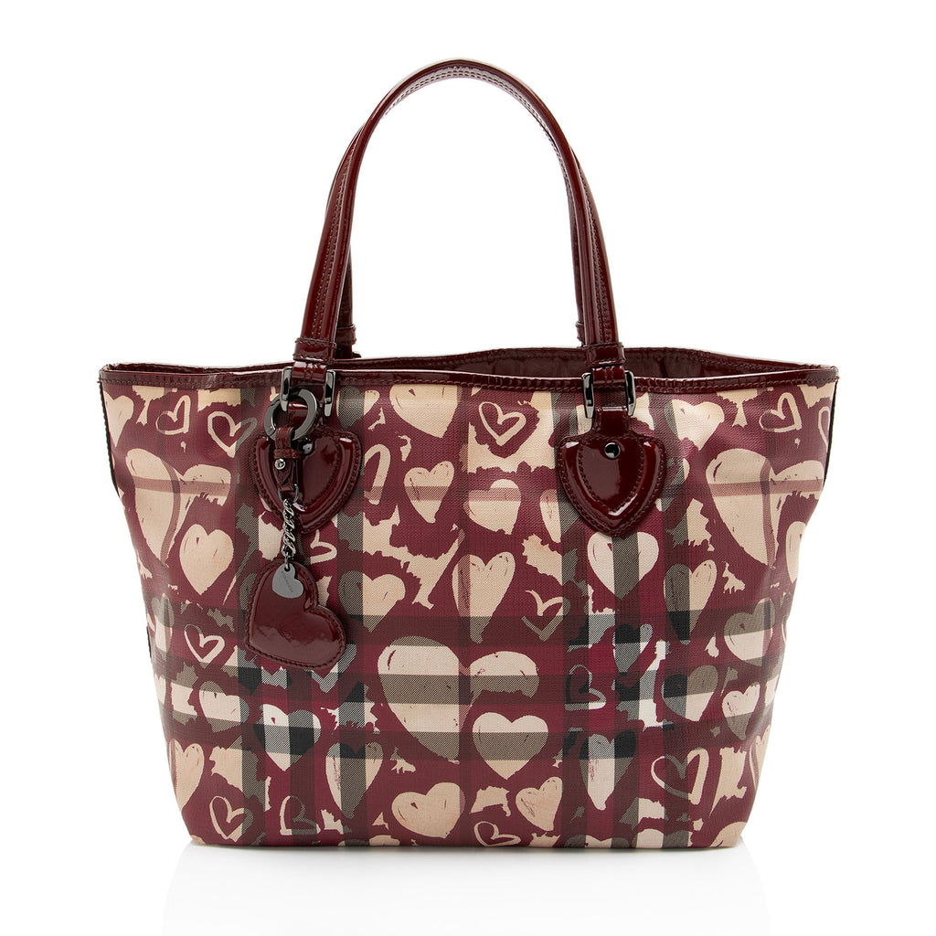 Burberry Nova Check Painted Hearts Tote