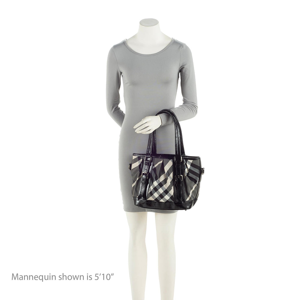 Burberry Nylon Beat Check Lowry Small Tote (SHF-7JwJMZ)