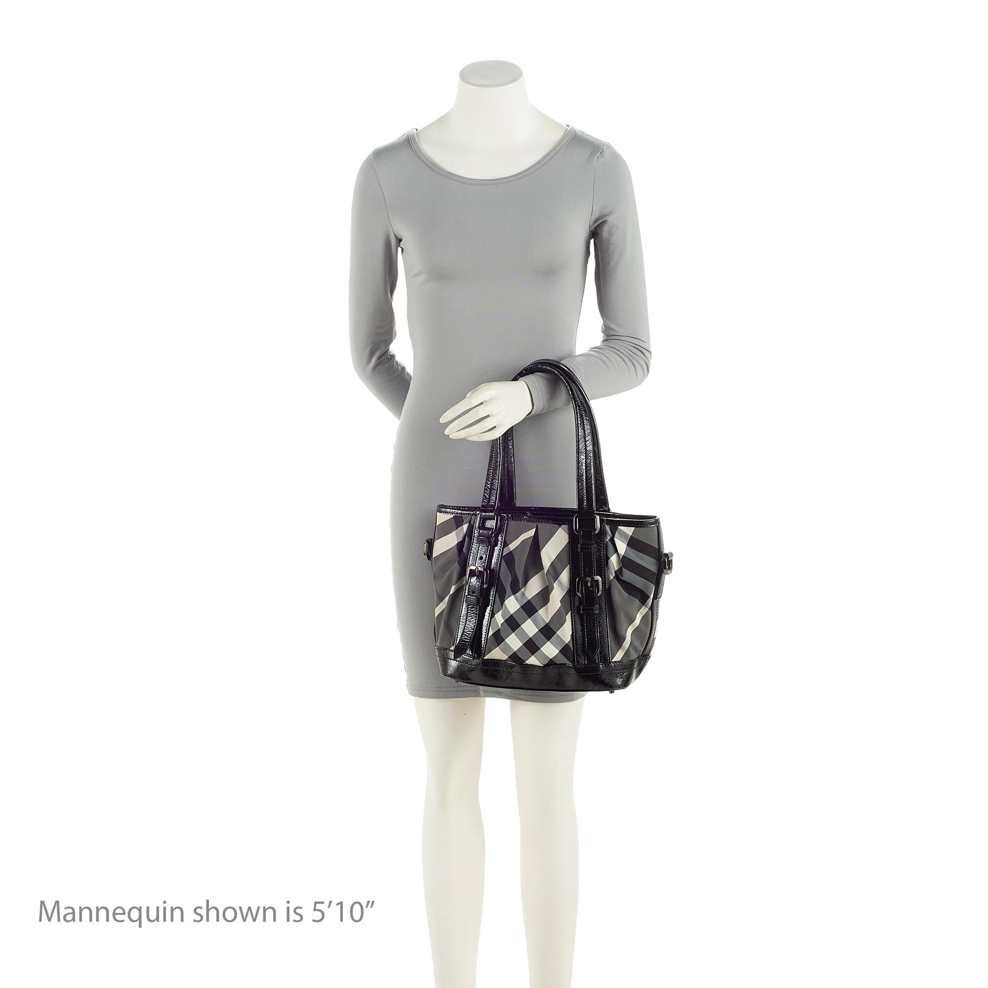 Burberry Nylon Beat Check Lowry Small Tote (SHF-7JwJMZ)