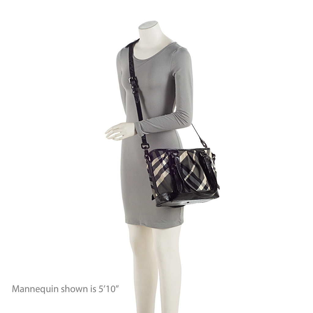 Burberry Nylon Beat Check Lowry Small Tote (SHF-cdEHqY)