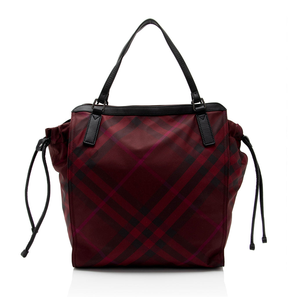 Burberry Nylon Check Buckleigh Packable Small Tote (SHF-mg4mKV)