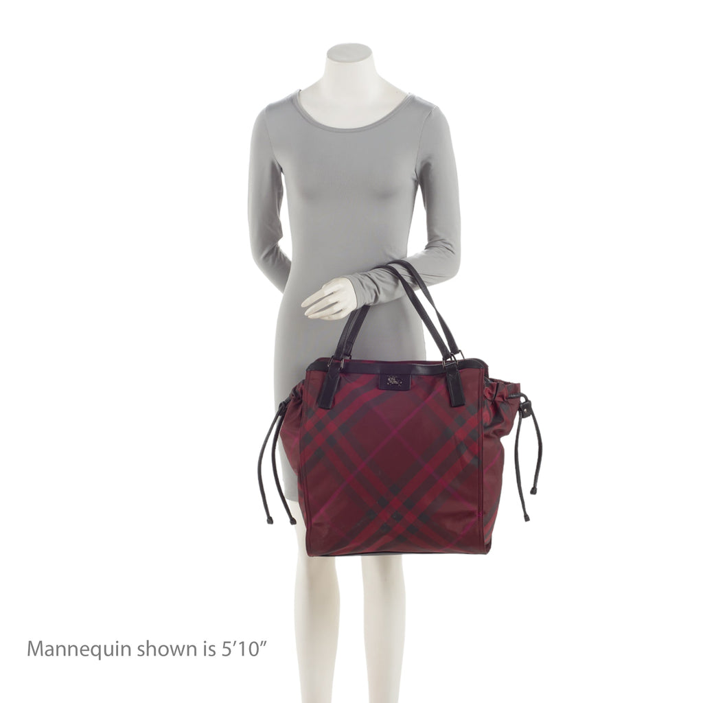 Burberry Nylon Check Buckleigh Packable Small Tote (SHF-mg4mKV)