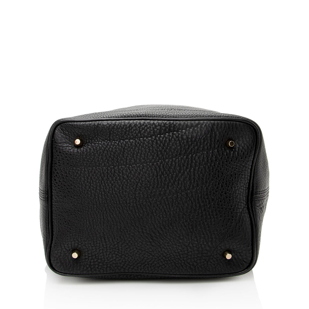 Burberry Pebbled Leather House Check Ashby Medium Hobo (SHF-22726)