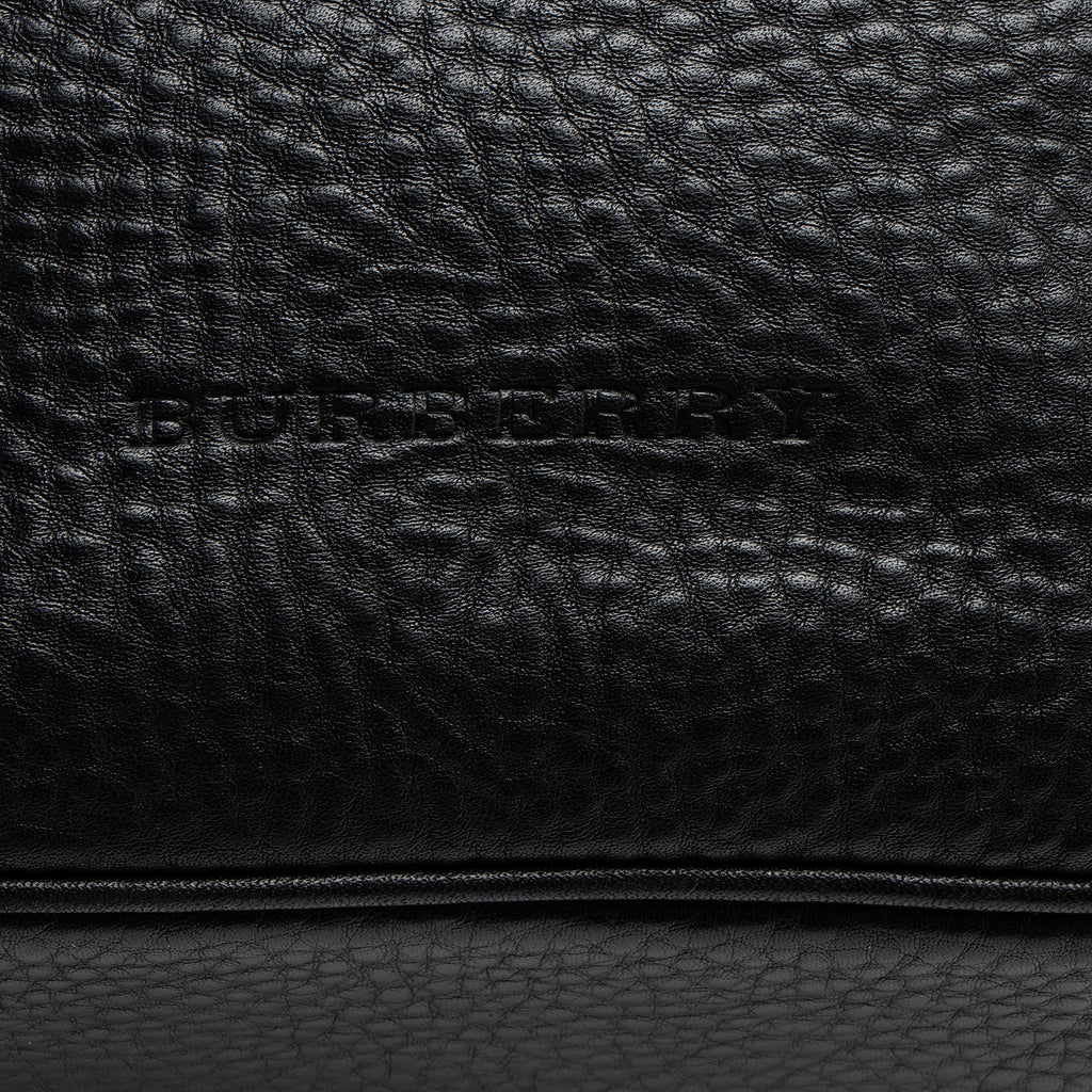 Burberry Pebbled Leather House Check Ashby Medium Hobo