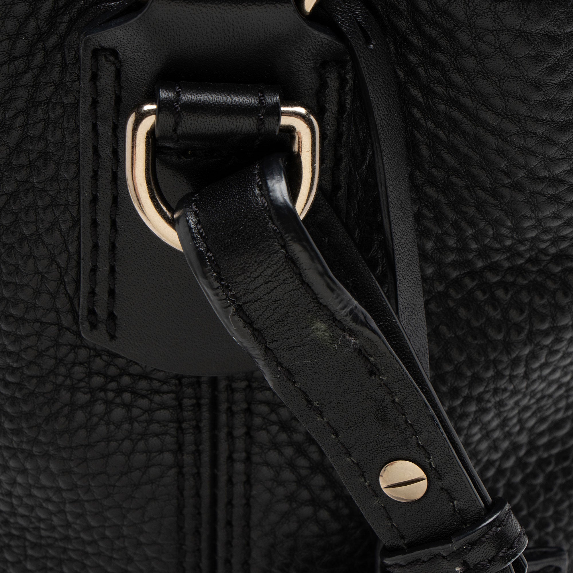 Burberry Pebbled Leather House Check Ashby Medium Hobo
