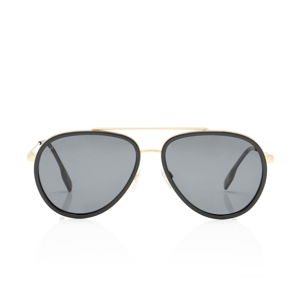 Burberry Polarized Check Aviator Sunglasses