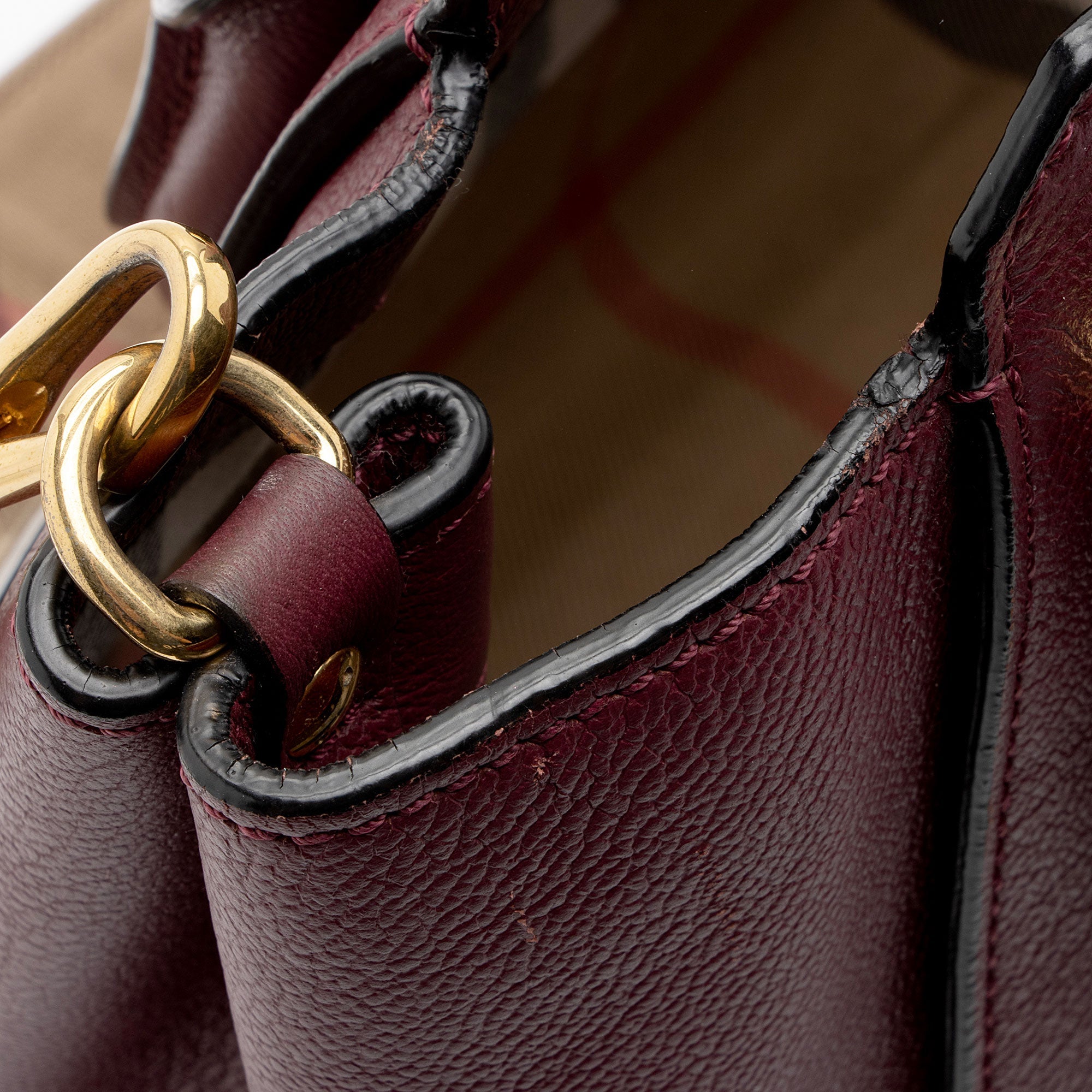 Burberry Soft Grain Calfskin Buckle Medium Tote