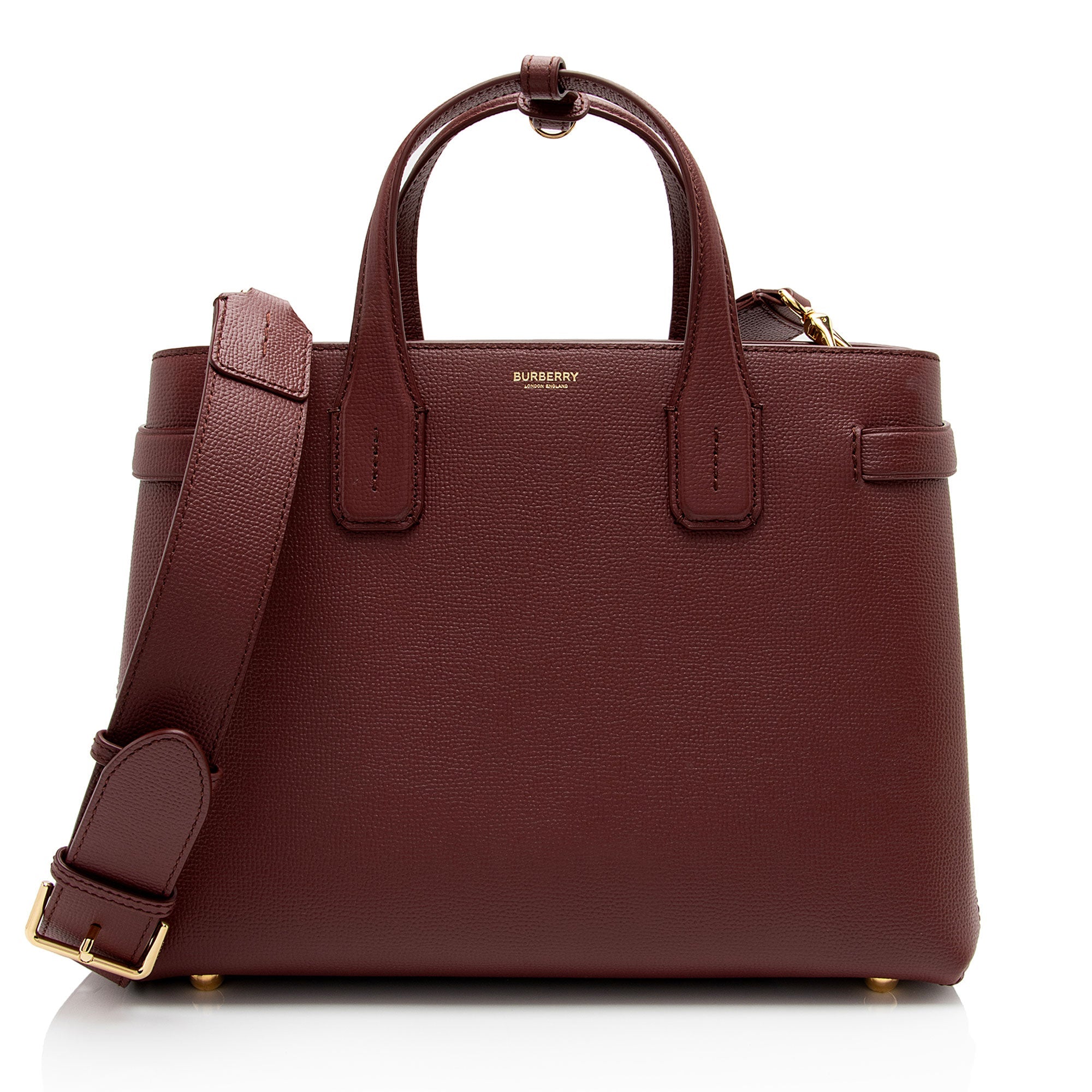 Burberry Vintage Check Leather Banner Medium Tote (SHF-nY7QqR)