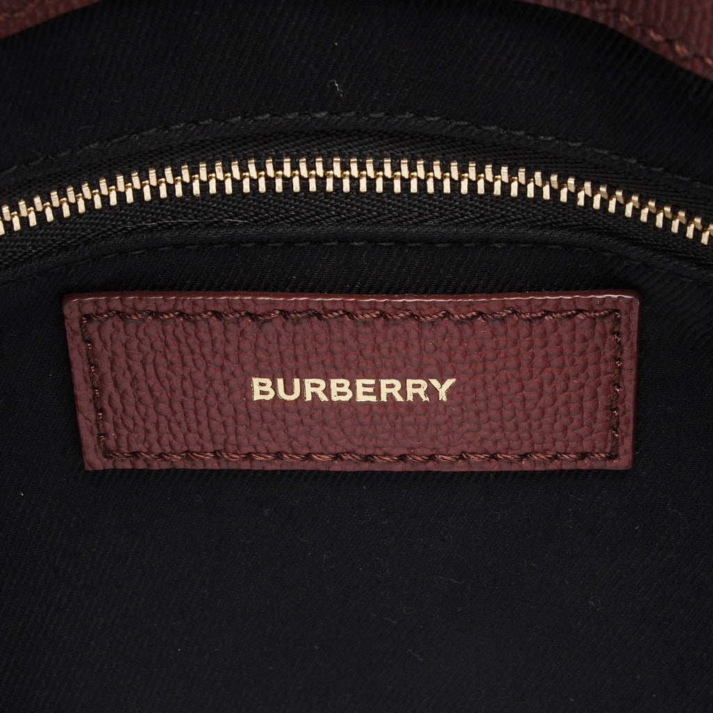 Burberry House Check Leather Banner Small Tote (SHF-uQjvzx)