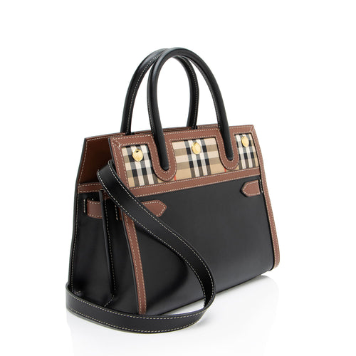 Burberry Vintage Check Smooth Calfskin Title Mini Tote
