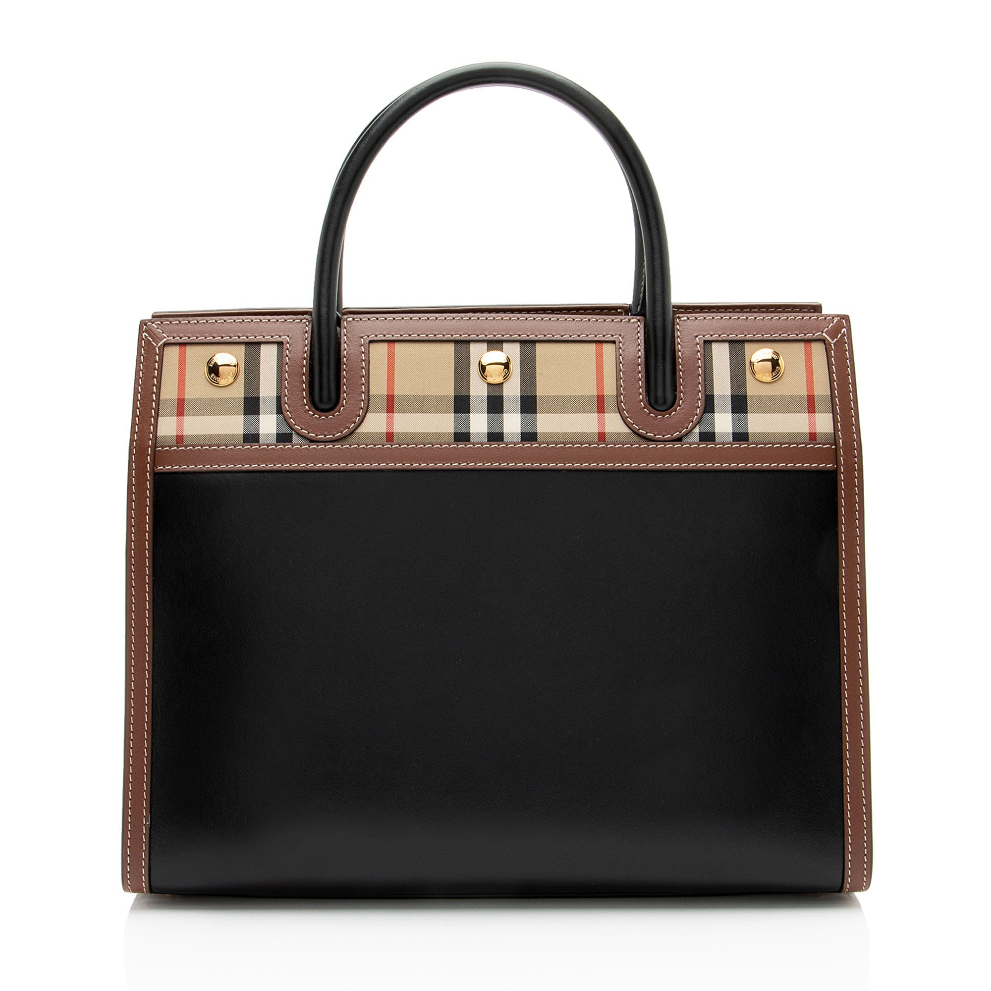 Burberry Vintage Check Smooth Calfskin Title Small Tote