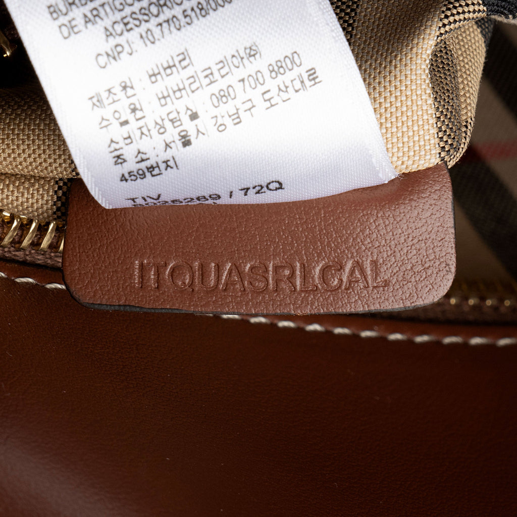 Burberry Vintage Check Smooth Calfskin Title Small Tote