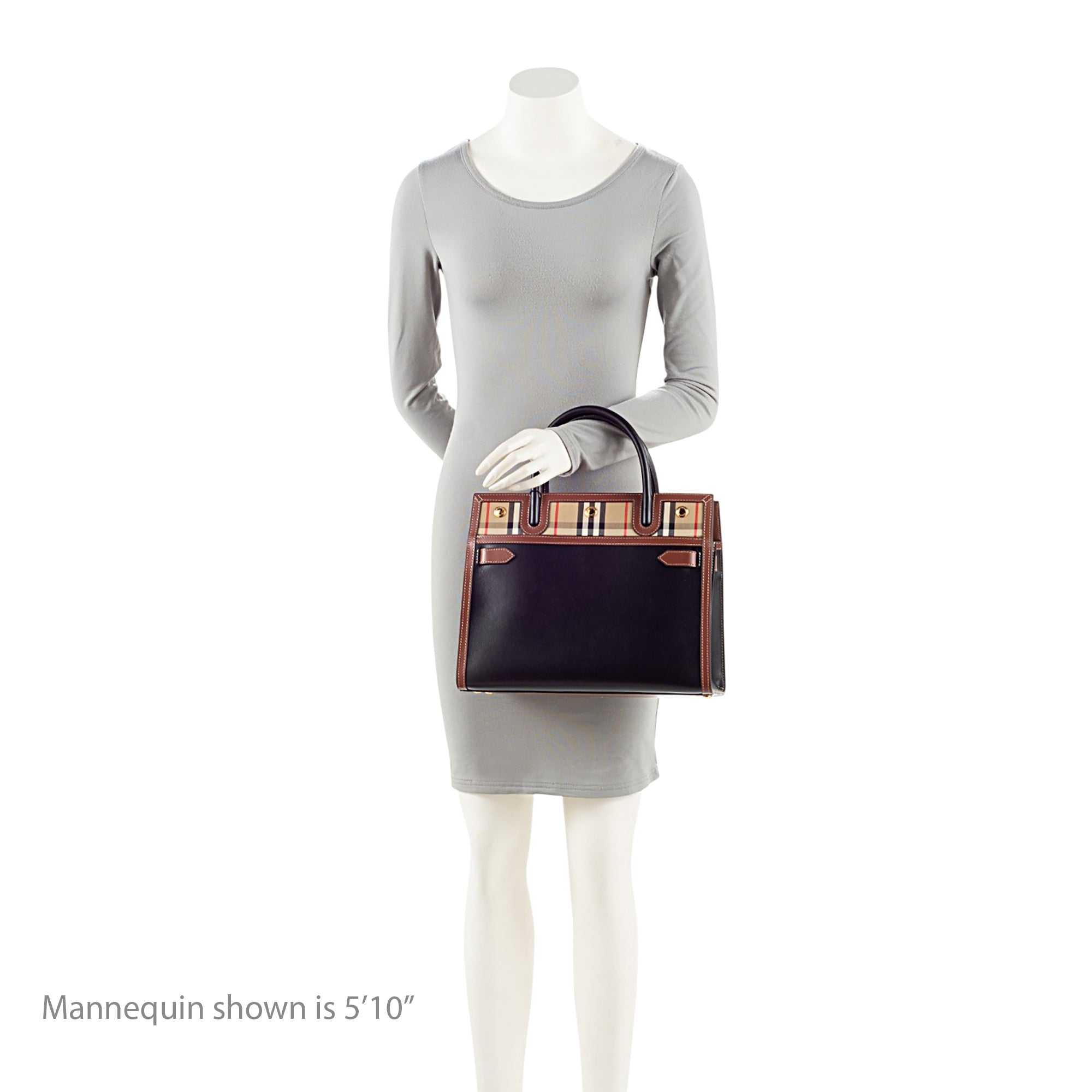 Burberry Vintage Check Smooth Calfskin Title Small Tote