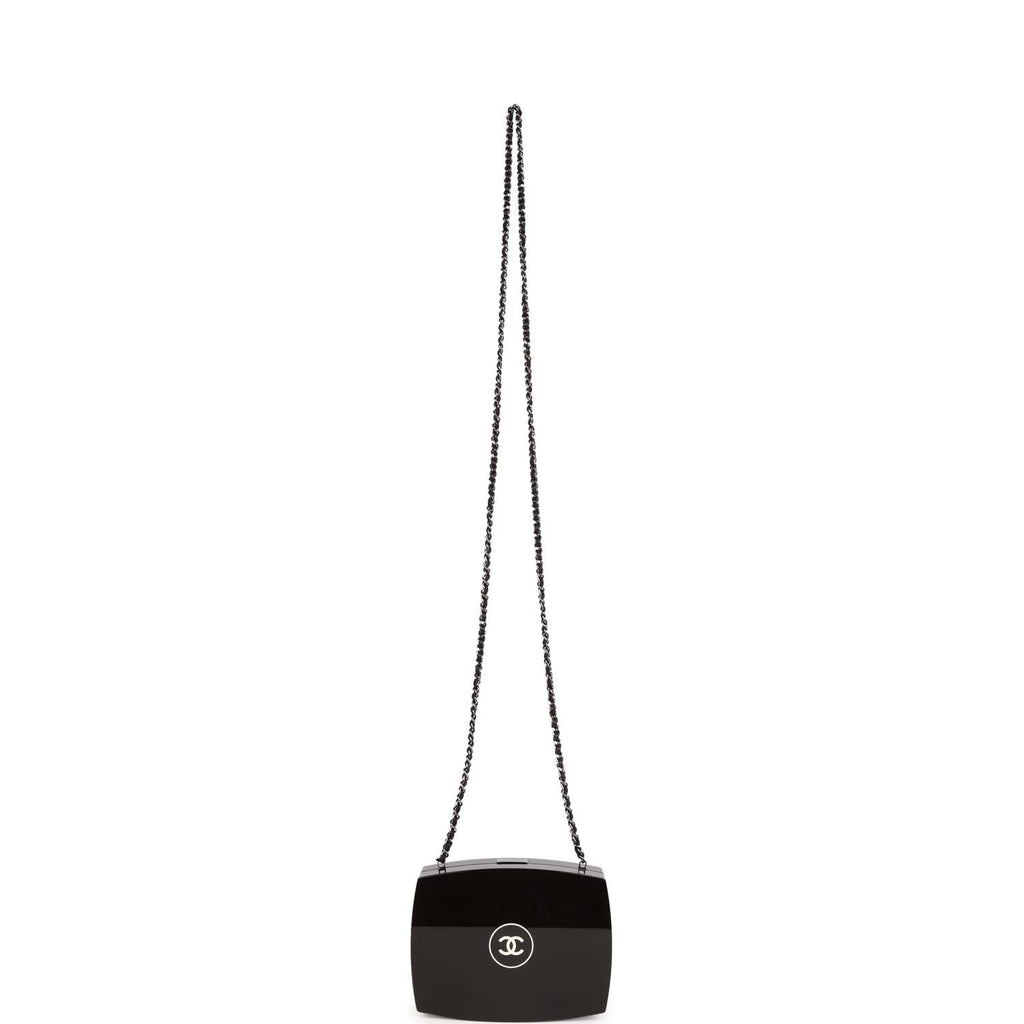 Chanel Minaudiere Compact Clutch Black Acrylic Silver Hardware