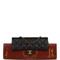 Chanel Classic Flap Gabrielle Brasserie Menu Clutch Burgundy and Black Lambskin Antique Gold Hardware