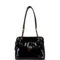 Chanel Vintage Tote Bag Black Patent Gold Hardware