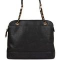 Chanel Vintage Triple CC Tote Bag Black Caviar Gold Hardware