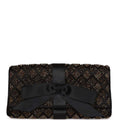 Chanel Vintage Bead Embellished Bow Flap Clutch Black Satin