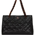 Chanel Vintage Quilted CC Tote Black Caviar Tortoiseshell Bakelite Hardware