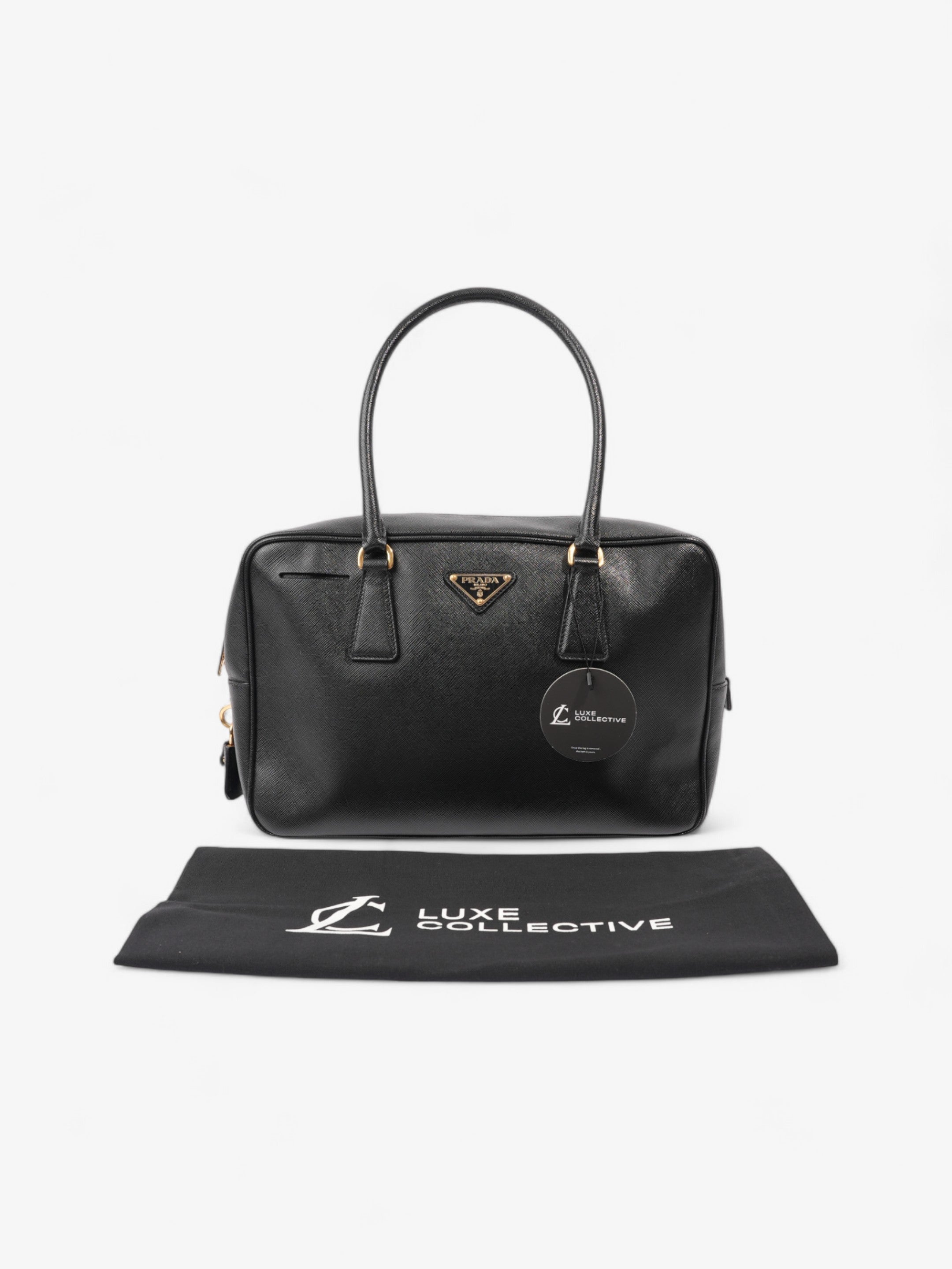 Prada Bauletto Tote Bag Black Saffiano Leather