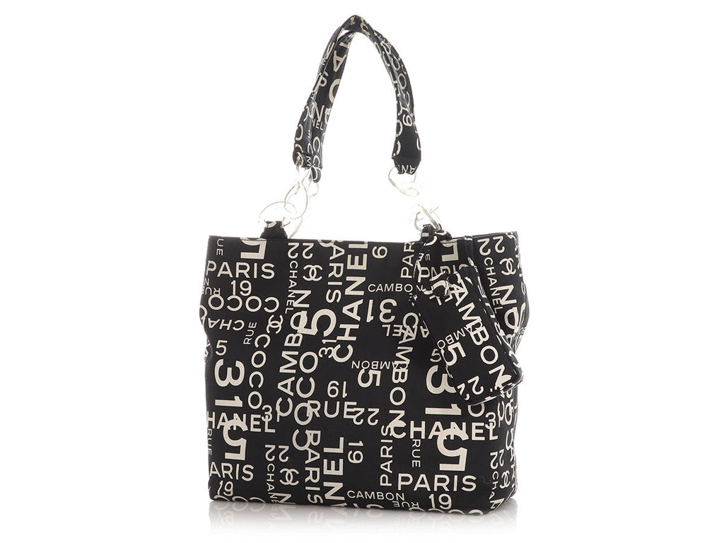 Chanel Black and White Canvas Rue Cambon Tote
