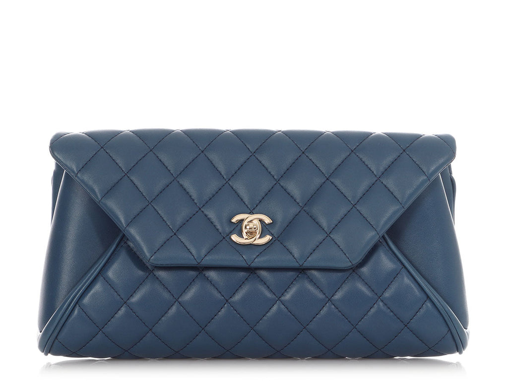 Chanel Blue Quilted Lambskin Fold Up Again Clutch