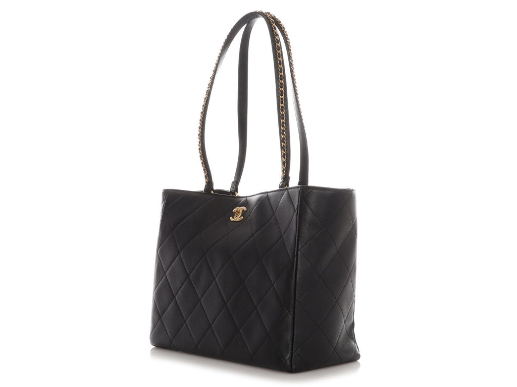 Chanel Large Black Quilted Calfskin Book Pocket Tote