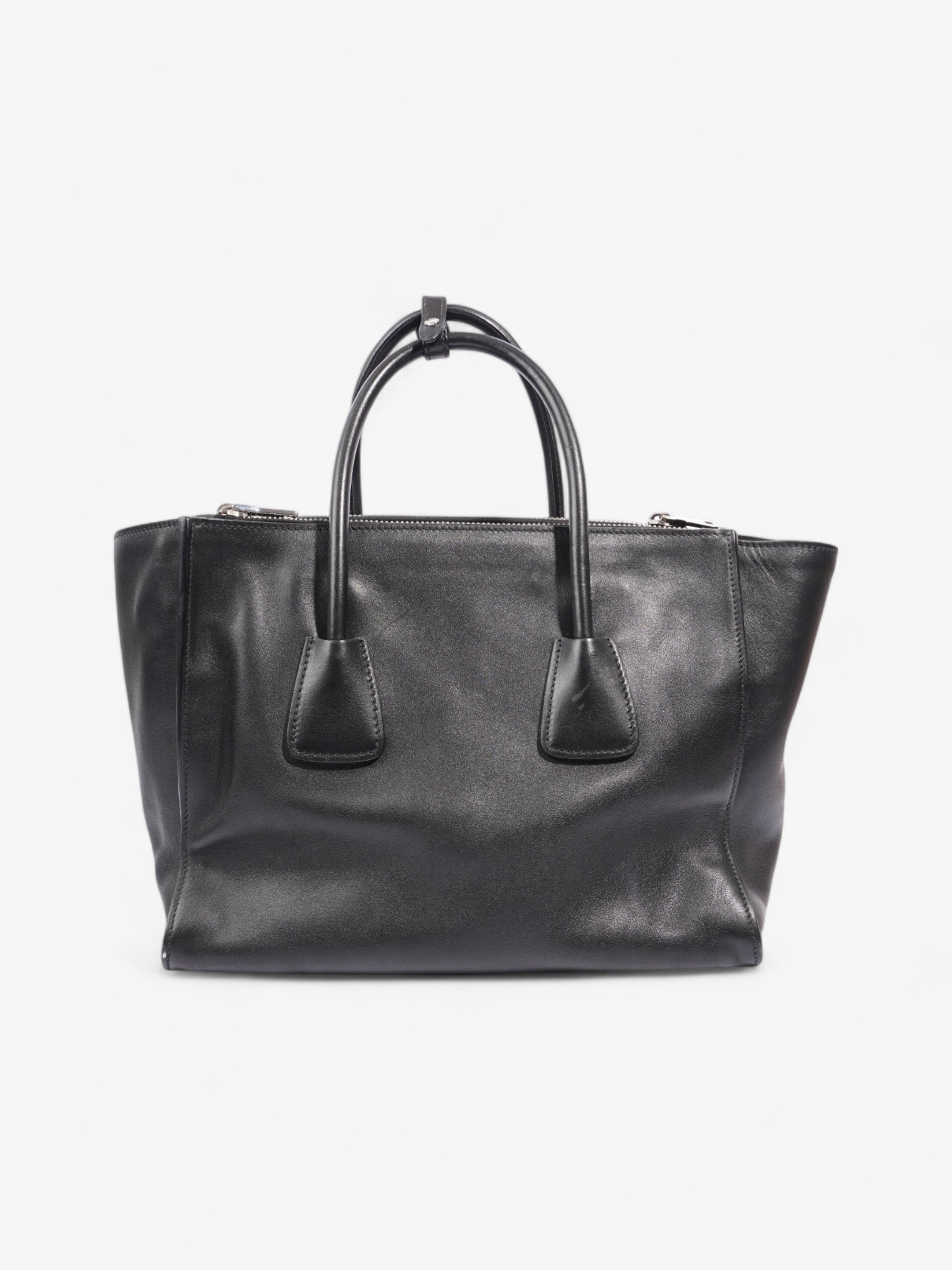 Prada Twin Pocket Tote Black Leather Medium