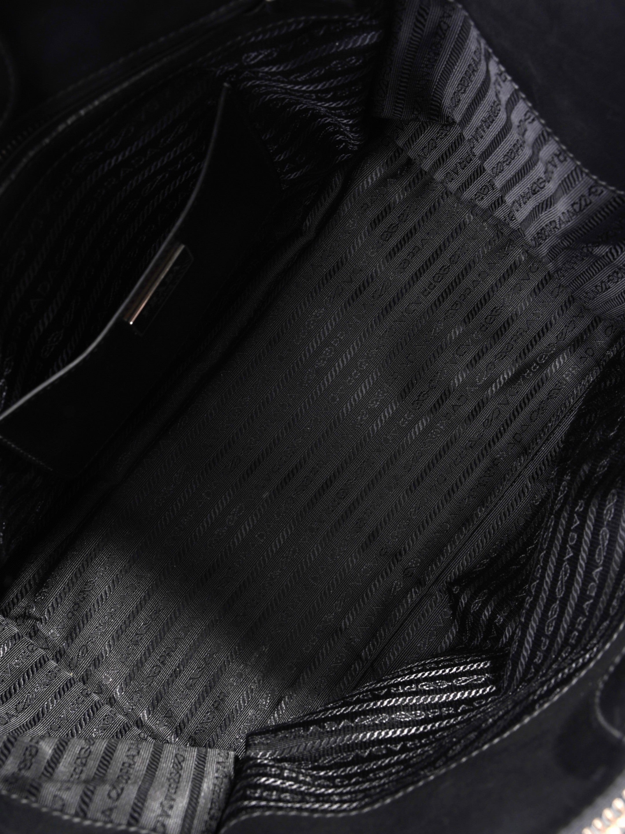 Prada Twin Pocket Tote Black Leather Medium