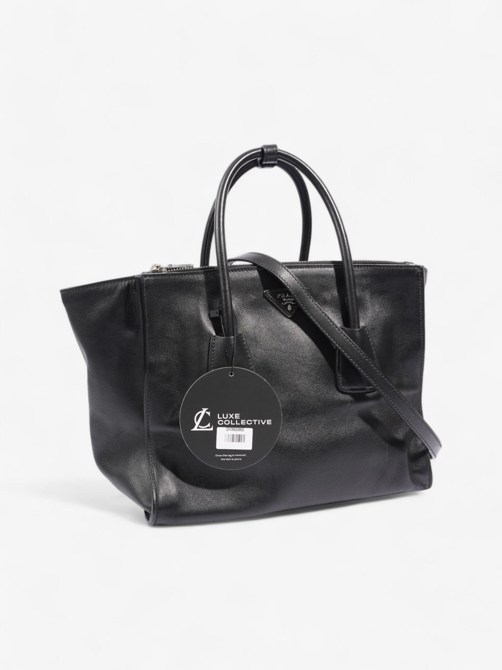 Prada Twin Pocket Tote Black Leather Medium