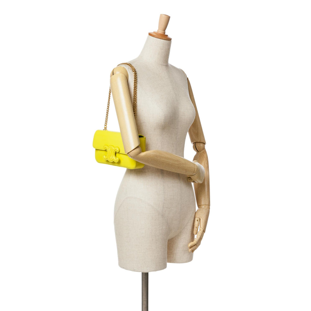 Celine Calfskin Cuir Triomphe Chain Shoulder Bag