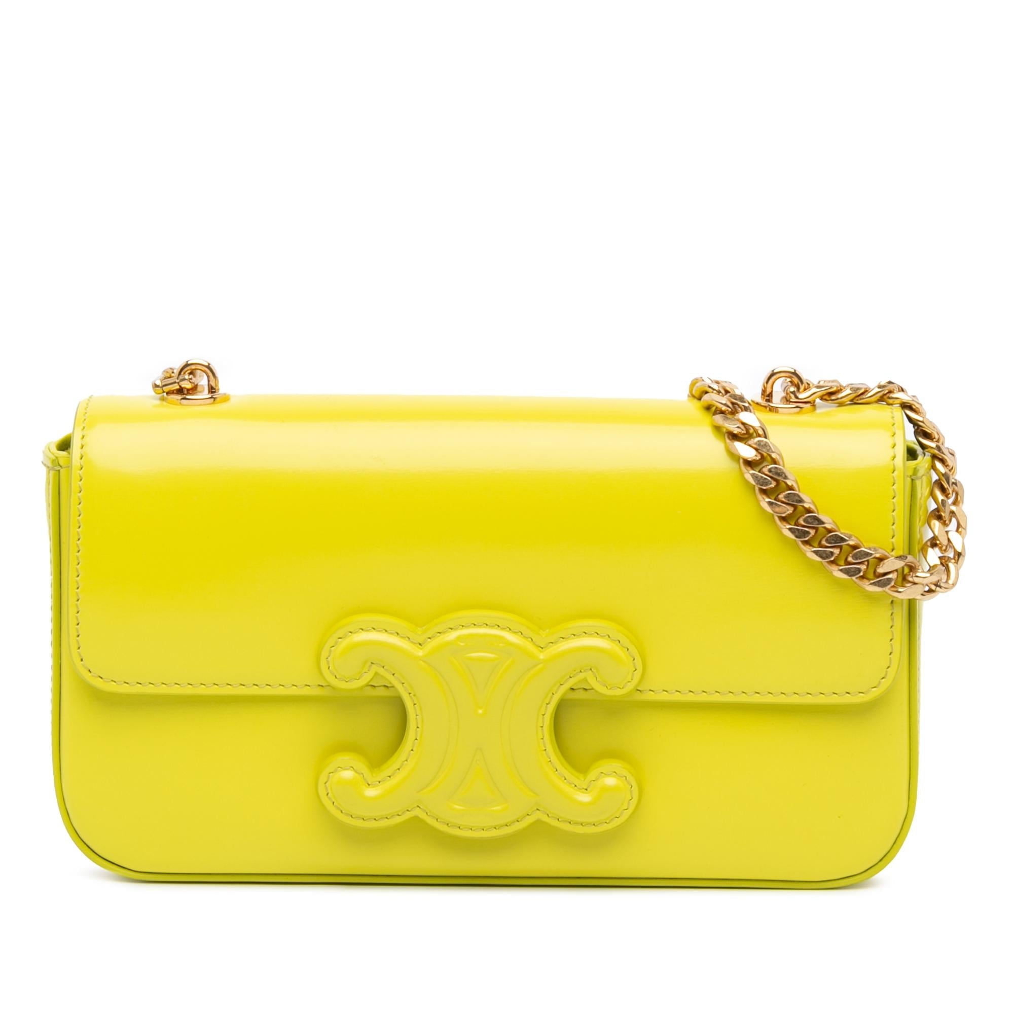 Celine Calfskin Cuir Triomphe Chain Shoulder Bag